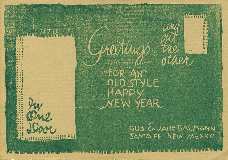 Holiday card for 1970: In One Door and Out the Other by Gustave Baumann