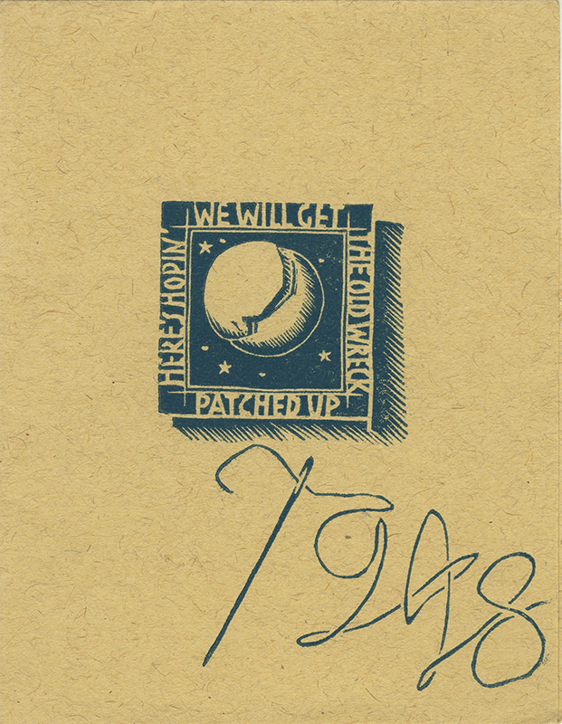 Heres Hopin We Will Get the Old Wreck Patched Up: New Years Greetings by Gustave Baumann