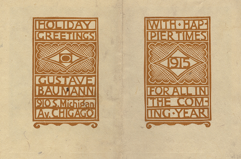 With Happier Times For All, New Year Greeting for 1915 by Gustave Baumann