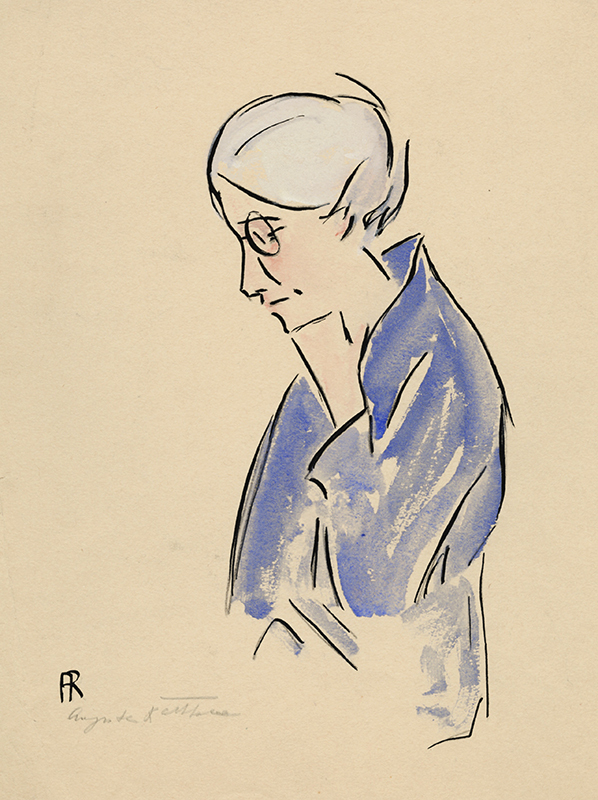 (Student at Grande Chaumière - woman with white hair in blue robe) by Augusta Payne Rathbone