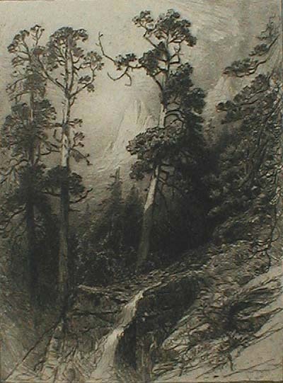 Sentinel Rock, Yosemite  (aka Sombering Pines) by James David Smillie