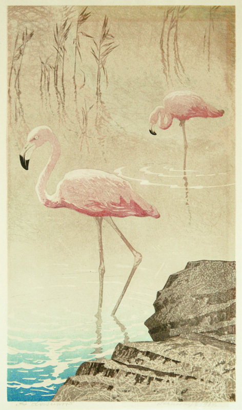 The Wading Flamingos by Aleksander Laszenko