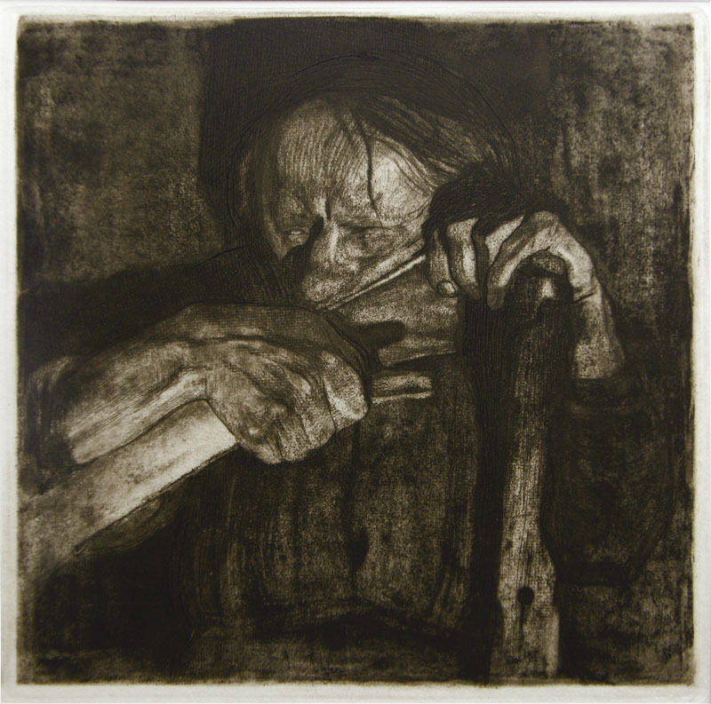 Beim Denein (Sharpening the Scythe) by Kathe Kollwitz