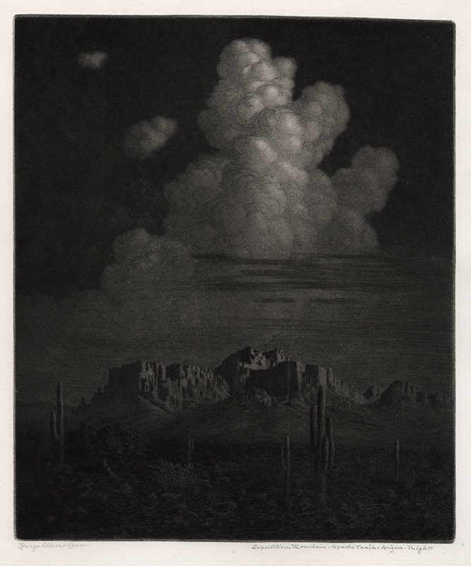 Superstition Mountain - Apache Trail - Arizona- Night (no. 2) by George Elbert Burr