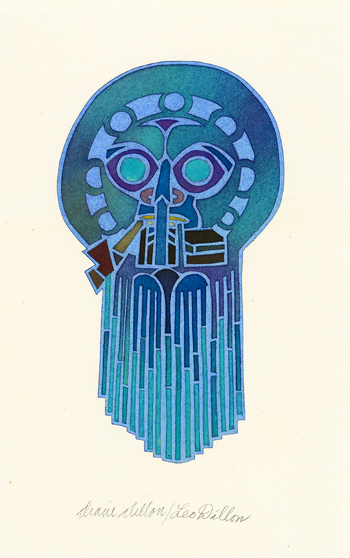 Moon Sits Smoking His Pipe - illustration for Whirlwind is a Ghost Dancing by Leo and Diane Dillon