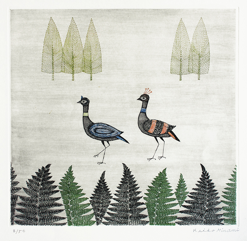 (Two Birds Among Ferns) by Keiko Minami