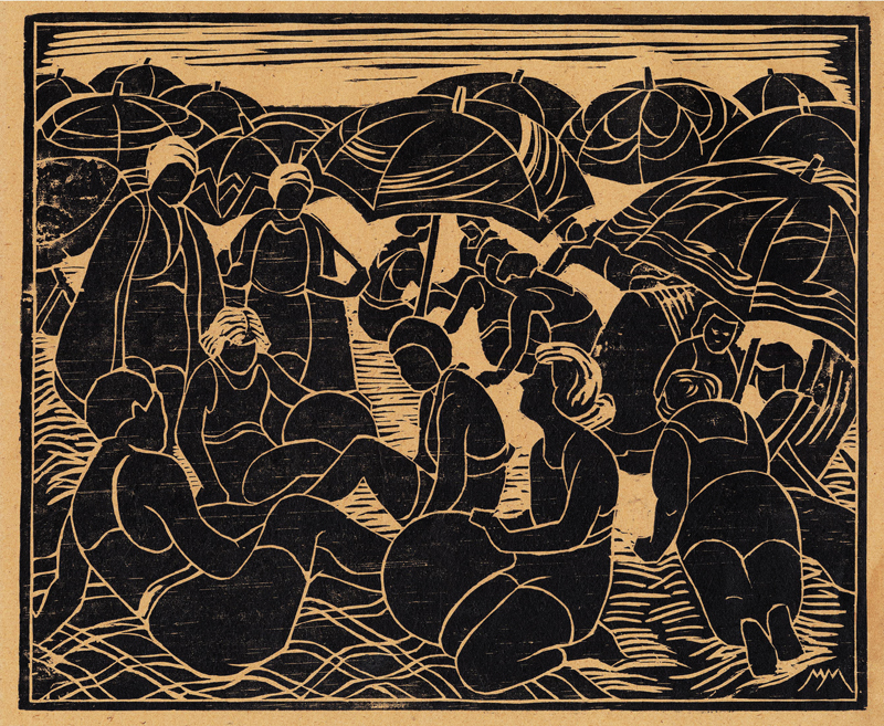 A Crowded Beach  (paired with DRW2058) by Mary Mullineux