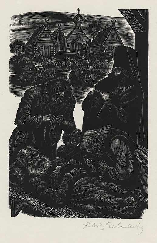 Family Looking Upon Dead Man by Fritz Eichenberg