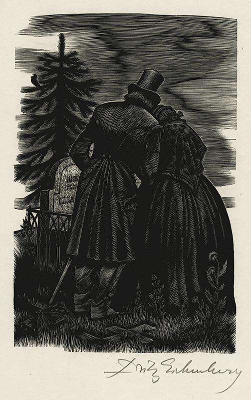 (Couple standing before grave) from Fathers and Sons portfolio by Fritz Eichenberg