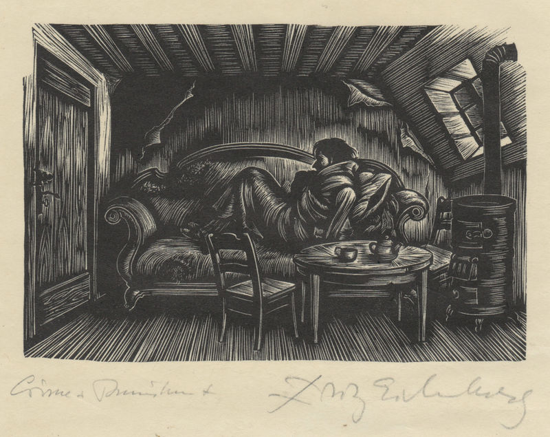 Raskolnikov in the Attic (from Crime and Punishment) by Fritz Eichenberg