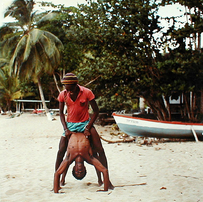 Men Playing on Beach from Tobago, West Indies by Carol Fisher