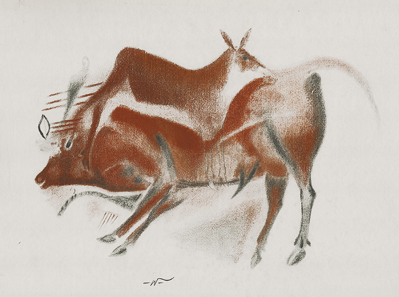 (Cave Paintings - Altamira Hind and Bison) by John William Winkler