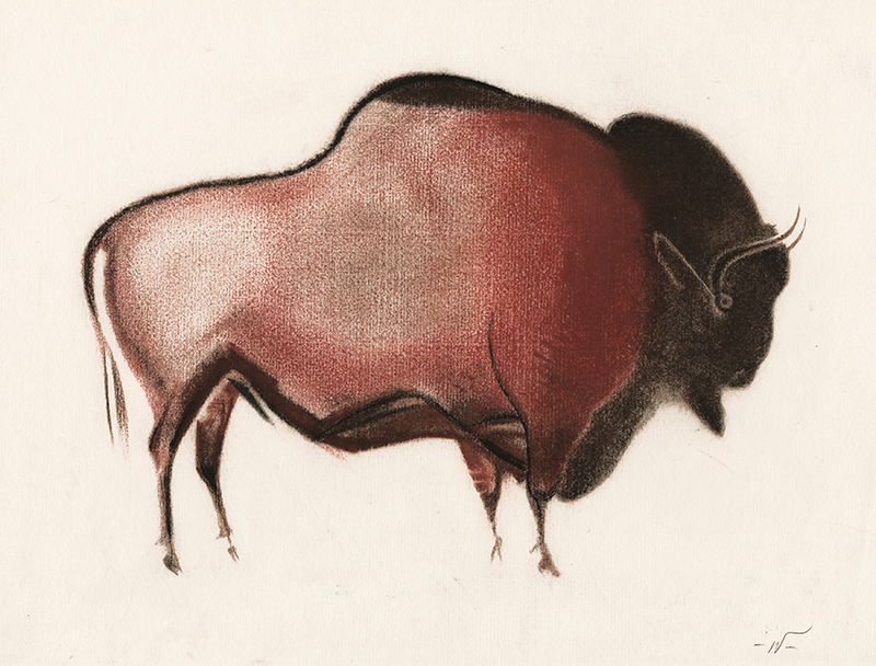 (Cave Paintings - Altamira Standing Bison) by John William Winkler