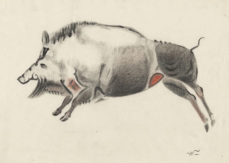 (Cave Paintings - Altamina Galloping Boar) by John William Winkler