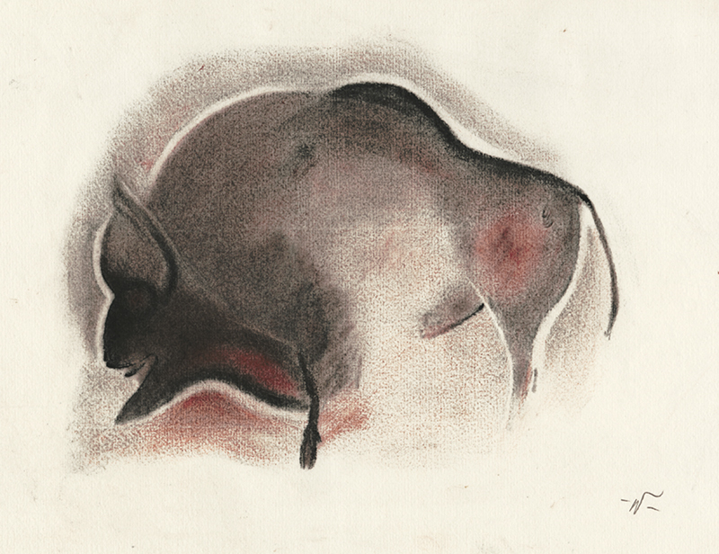 (Cave Painting - Font-de-Gaume Bison) by John William Winkler