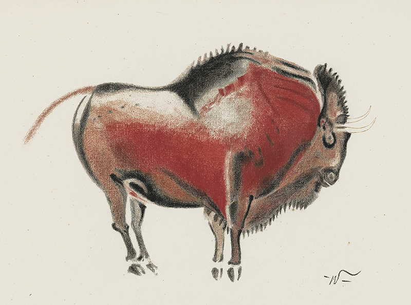 (Cave Paintings - Altamira Bison with ridged back) by John William Winkler