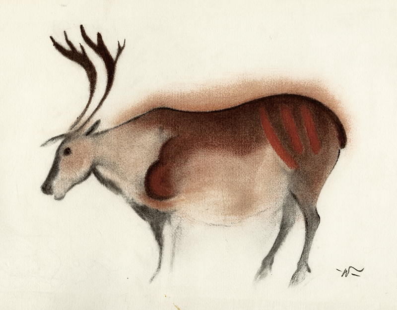 (Cave Paintings - Font-de-Gaume Cave Reindeer) by John William Winkler