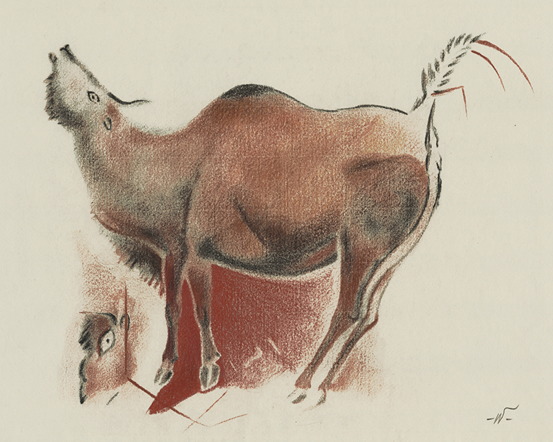 (Cave Paintings: Altamira Bisons, One Galloping, One Bellowing) by John William Winkler