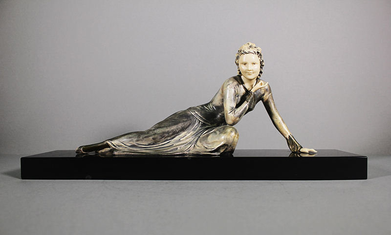 Reclining Woman in Elegant Gown by Menneville