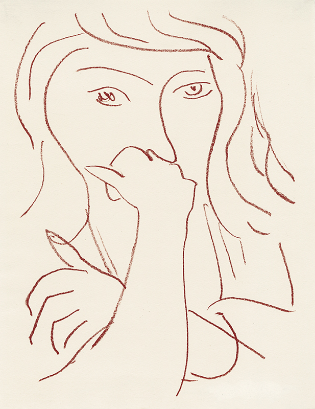 Untitled (contemplative woman) - from Visages portfolio by Henri Matisse