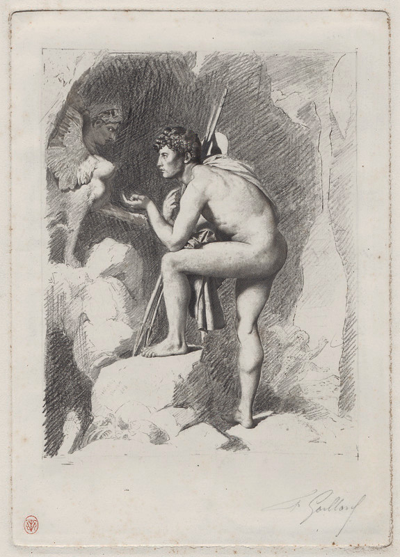 Oedipe and the Sphinx (after Ingres) by Claude Ferdinand Gaillard