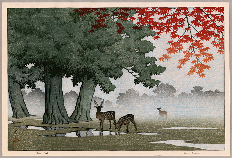 Nara Park (October, from the Calendar for the Pacific Transport Lines, 1953) by Kawase Hasui