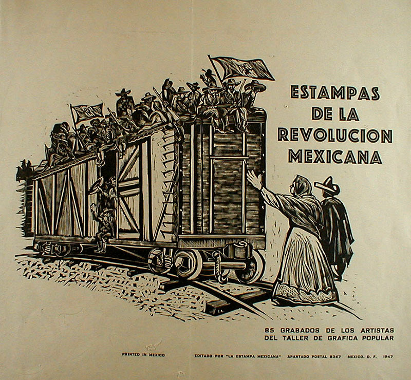 La Adelita. Si por Tierra en un Tren Militar  (cover for the portfolio Estampas de la Revelución Mexicana) by Ignacio Aguirre