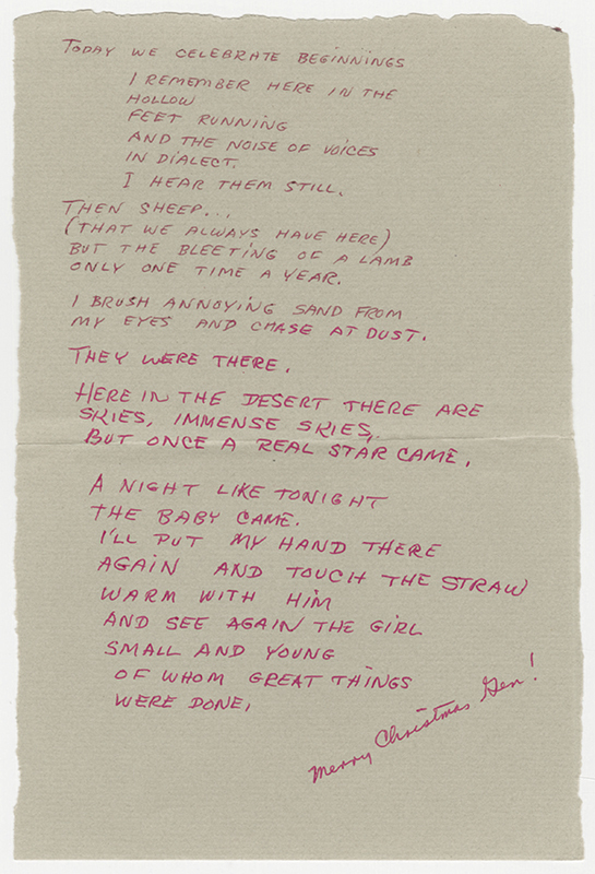 (Greeting card with handwritten poem in interior) by Margarete Ann Walters