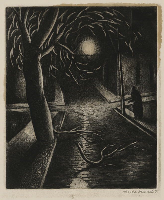 (Untitled - nocturnal scene with figure, tree, fallen branches) by Charles Heinrich
