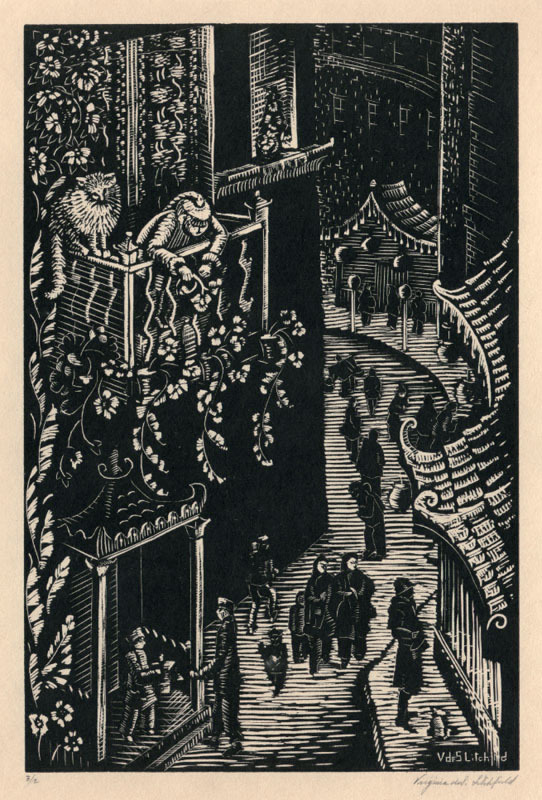 (Child and Cat on Balcony) by Virginia de Selgeur Litchfield