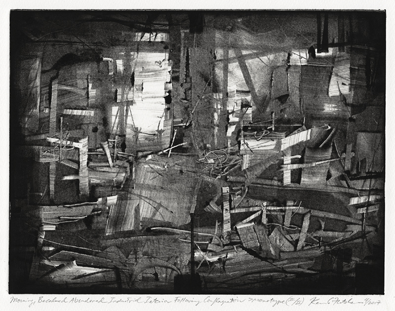 Morning, Becalmed Abandoned Industrial Interior Following Conflagration by Kevin Fletcher