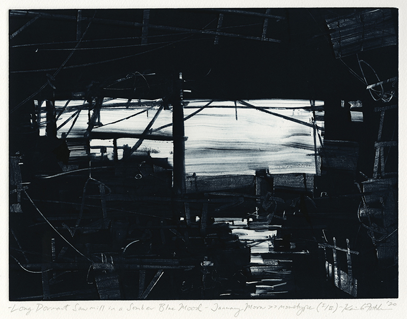 Long Dormant Sawmill in a Somber Blue Mood-January Morn by Kevin Fletcher