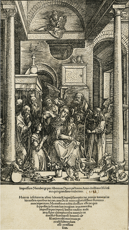 Life of the Virgin: Glorification of the Virgin and Child by Saints and Angels (Marys devotion - Glory of Mary). by Albrecht Durer