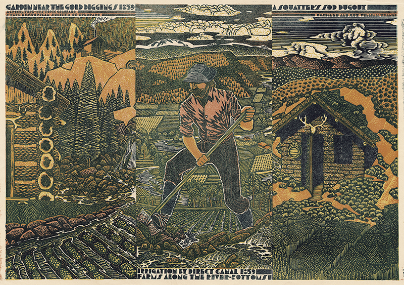 Homesteader (three vignettes - each individually titled in block) by William Henry Traher
