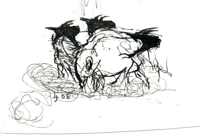Untitled (black ink horses) by Lowell Gooch Jenkins