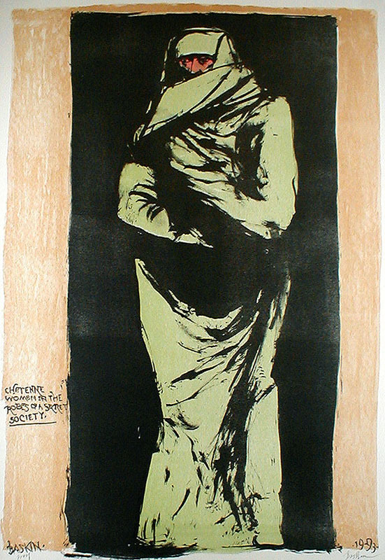 Cheyenne Woman in Robes of Secret Society by Leonard Baskin