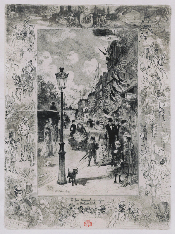 La Féte Nationale au Boulevard Clichy by Felix Buhot