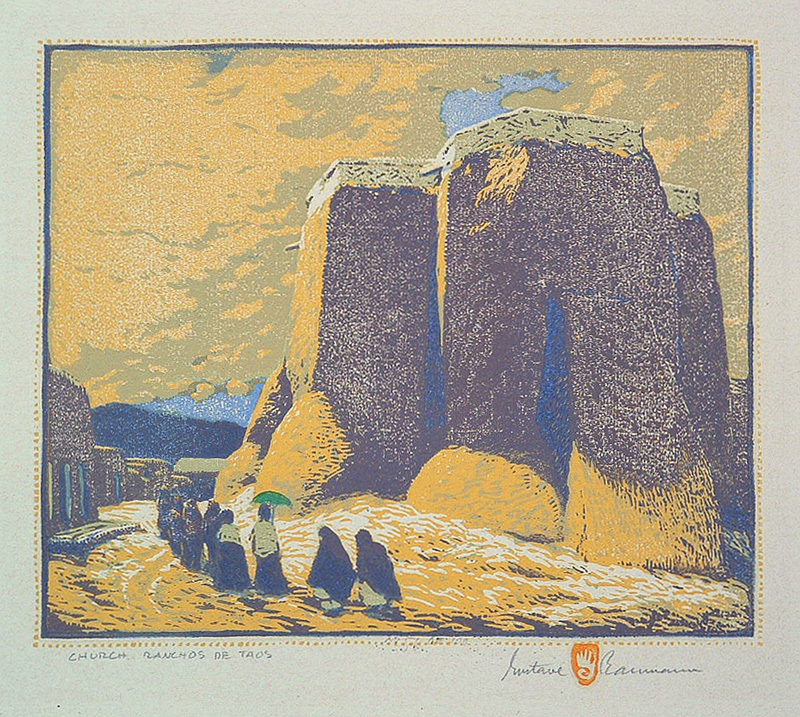 Church Ranchos de Taos by Gustave Baumann Annex Galleries Fine Prints