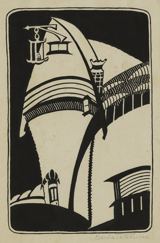 (Buidling with elaborate roofline, doorway, and lantern) by Dorothy Barbara Thomas Haddaway