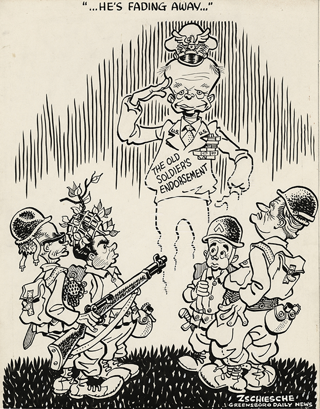 Hes Fading Away... (original editorial cartoon) by Robert "Bob" Duane Zschiesche