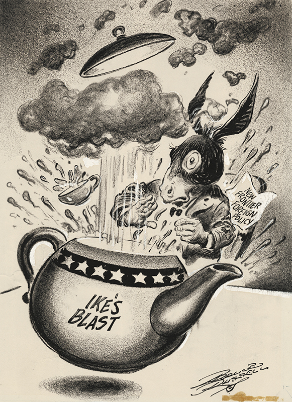 Ikes Blast - New Frontier Foreign Policy (original editorial cartoon) by Bruce Russell