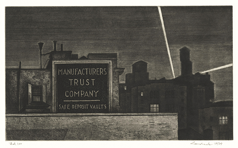 Manufactures Trust (earlier state known as Manhattan Nocturne) by Armin Landeck