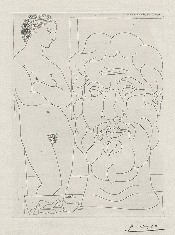 Modele et Grande Tete Sculptee, I - from La Suite Vollard by Pablo Picasso