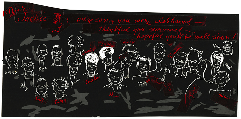 Dear Jackie: Were sorry you were clobbered... by Pele de Lappe