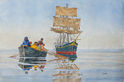 Waiting (Men on boat) by John Burton Norall