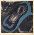 Untitled abstraction in teal and charcoal by Unidentified