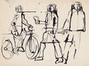 Untitled (study: cyclist and pedestrians) by Salvatore Grippi