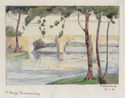 (landscape with river and arched bridge) by Alison Bliss Smith