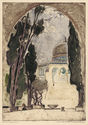 Palestine, Mosque of Omar a.k.a. Mosque of Omar with Cypresses by Max Pollak