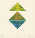 Three Triangles Green and Blue by Terry Haass